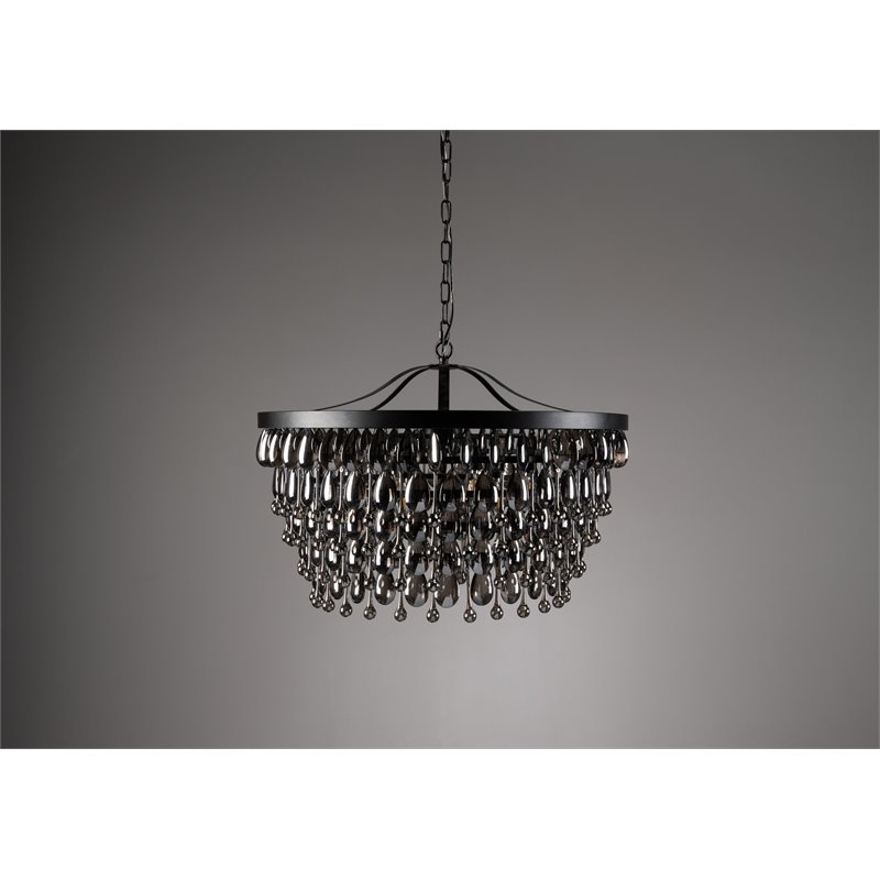Kosas Home Larkin 7-Light Traditional Iron and Crystal Chandelier in Black