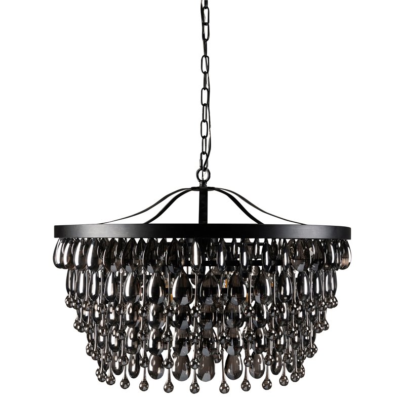 Kosas Home Larkin 7-Light Traditional Iron and Crystal Chandelier in Black