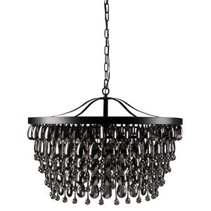 Kosas Home Larkin 7-Light Traditional Iron and Crystal Chandelier in Black