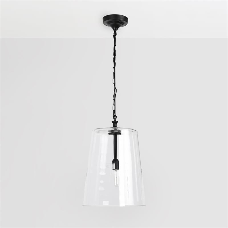 Kosas Home Jolee 1-Light Single Steel Metal Pendant in Matte Black
