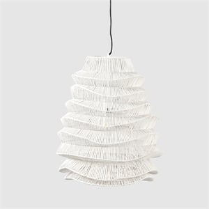 Kosas Home Barlow 1-Light Iron Metal and Rattan Woven Pendant in White
