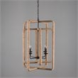 Kosas Home Cale 4-Light Iron Metal and Rope Chandelier in Natural/Black