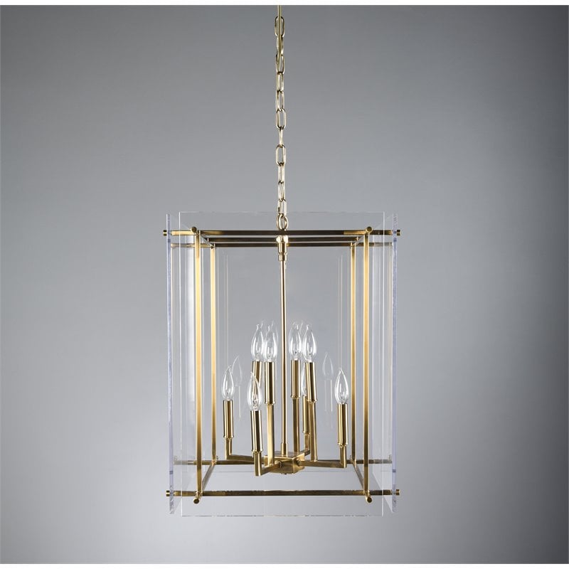 Kosas Home Lena 8-Light Iron Metal and Acrylic Geometric Chandelier in Gold
