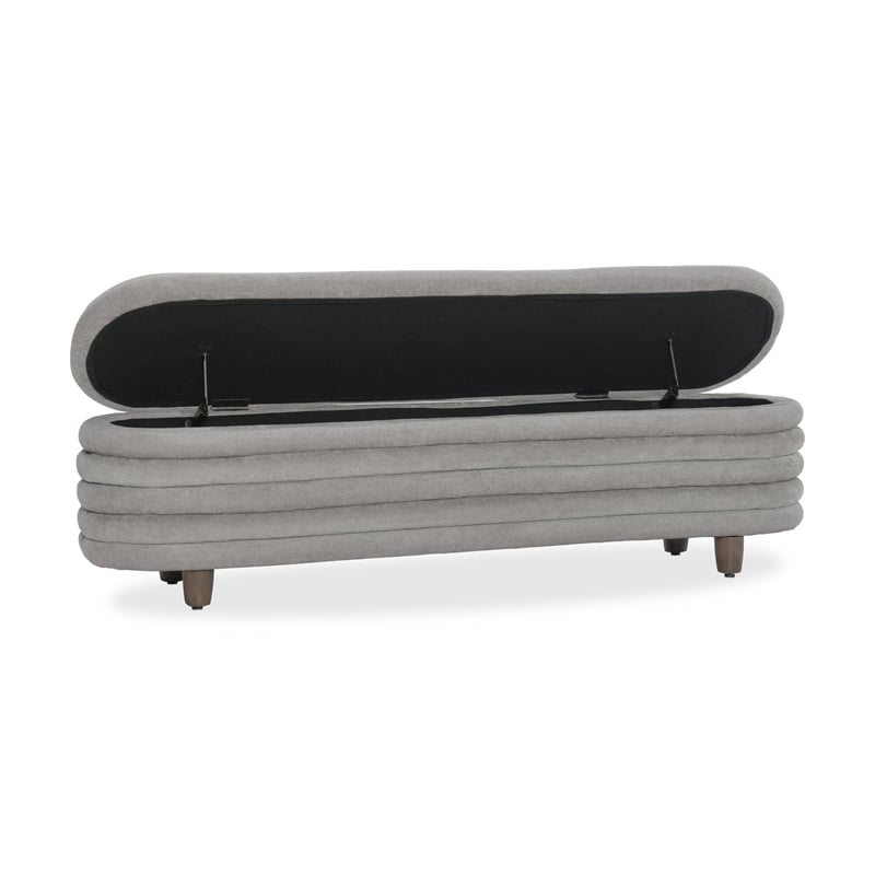 Kosas Home Anders Contemporary Polyester Storage Bench in Gray Finish