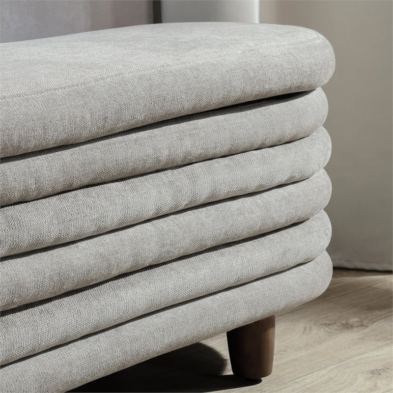 Kosas Home Anders Contemporary Polyester Storage Bench in Gray Finish