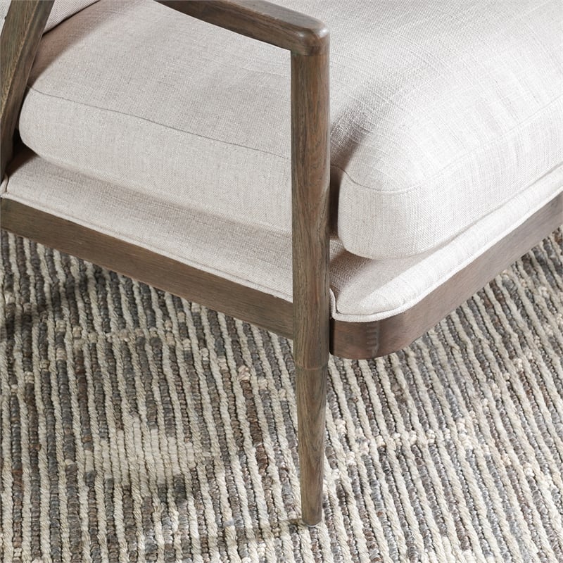 Kosas Home Amira Transitional Fabric and Oak Wood Accent Chair in Ivory