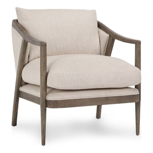 Kosas Home Amira Transitional Fabric and Oak Wood Accent Chair in Ivory