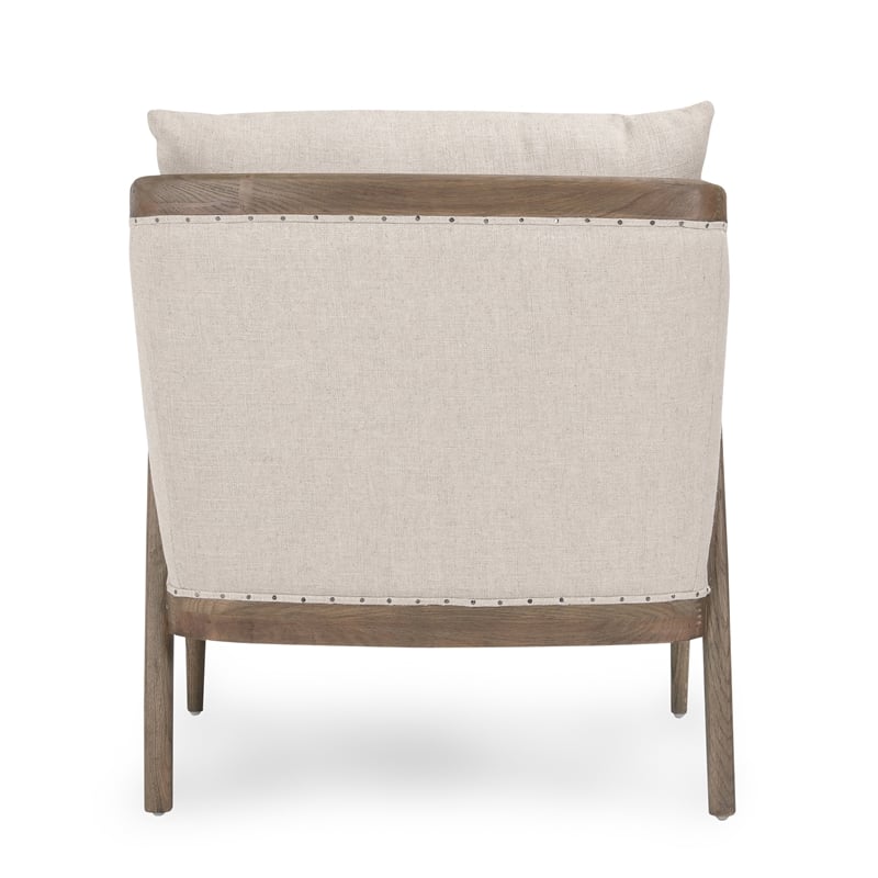 Kosas Home Amira Transitional Fabric and Oak Wood Accent Chair in Ivory