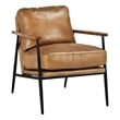 Kosas Home Arnold Cushion Back Transitional Leather Club Chair in Tan/Black