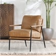 Kosas Home Arnold Cushion Back Transitional Leather Club Chair in Tan/Black