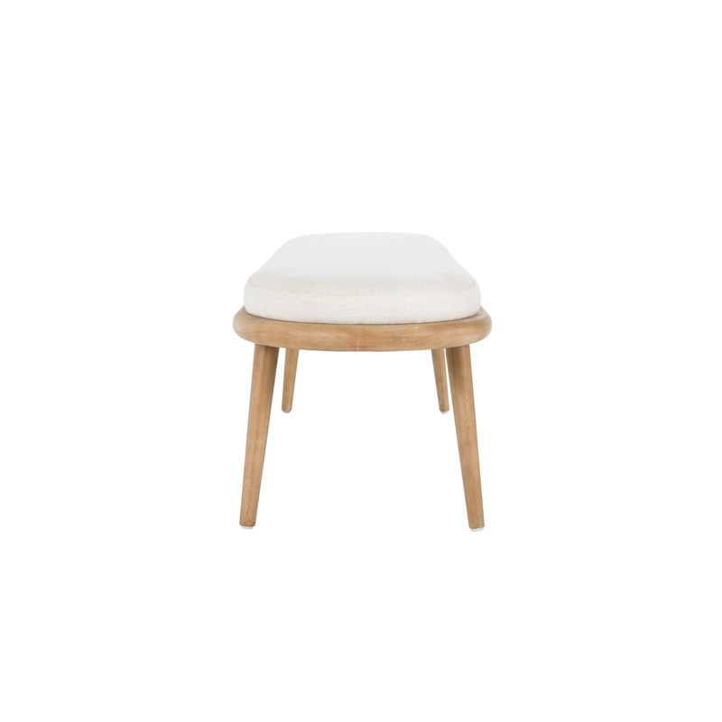 Kosas Home Echo Mid-Century Fabric & Wood Bench in Beige/Natural Brown