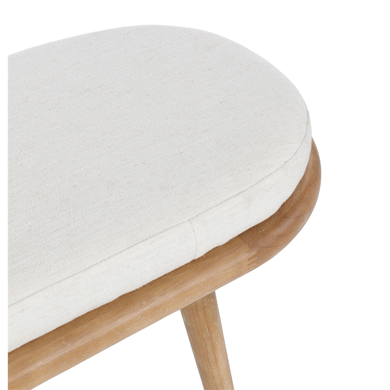 Kosas Home Echo Mid-Century Fabric & Wood Bench in Beige/Natural Brown