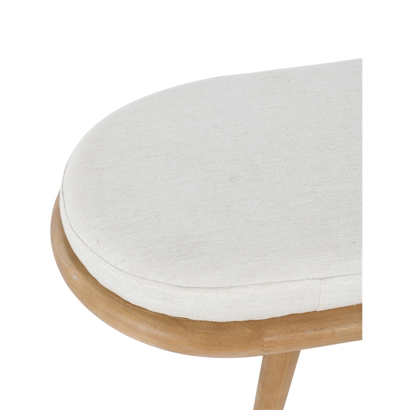Kosas Home Echo Mid-Century Fabric & Wood Bench in Beige/Natural Brown