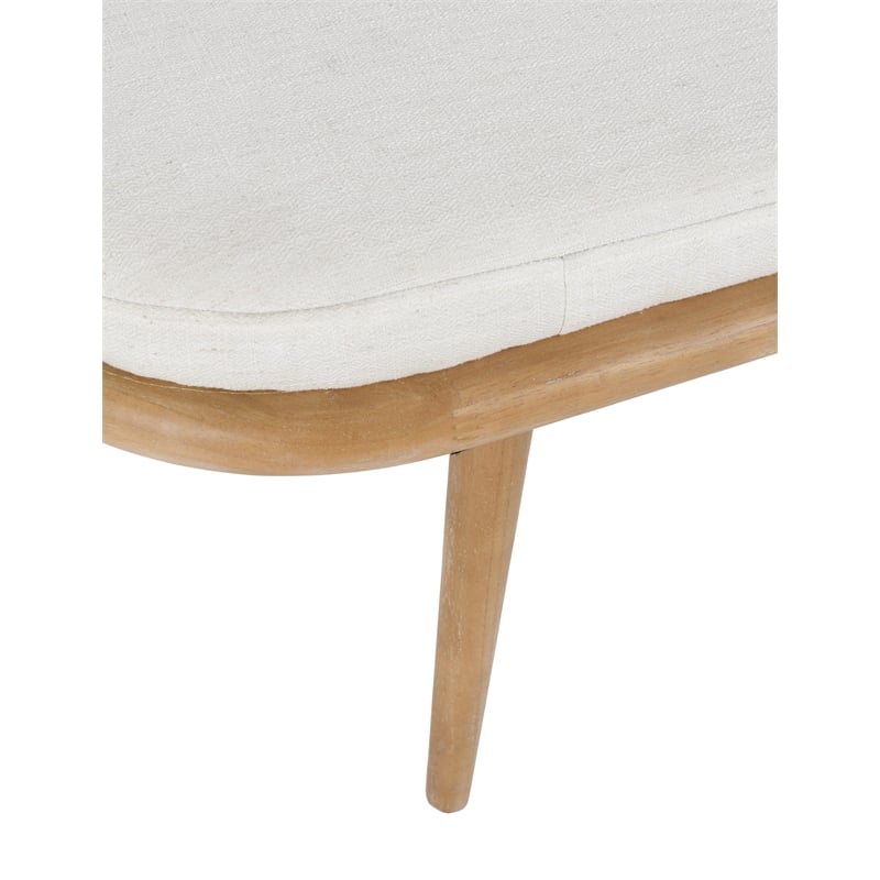 Kosas Home Echo Mid-Century Fabric & Wood Bench in Beige/Natural Brown