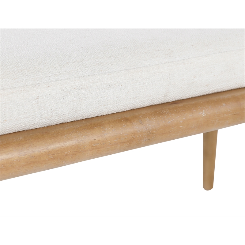 Kosas Home Echo Mid-Century Fabric & Wood Bench in Beige/Natural Brown