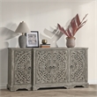 Kosas Home Aurora 4-Door Transitional Mango Wood Sideboard in Gray