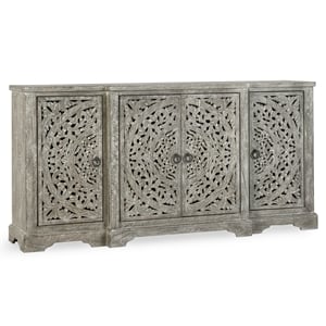 Kosas Home Aurora 4-Door Transitional Mango Wood Sideboard in Gray