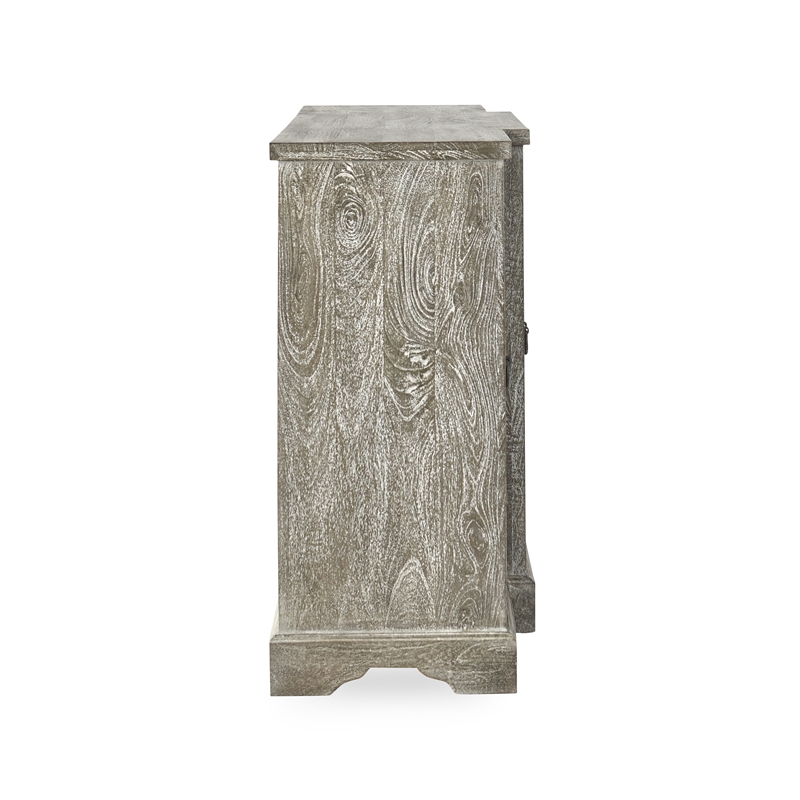 Kosas Home Aurora 4-Door Transitional Mango Wood Sideboard in Gray