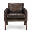 Kosas Home Chad Cushion Back Modern Leather Club Chair in Brown/Brass