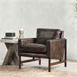 Kosas Home Chad Cushion Back Modern Leather Club Chair in Brown/Brass