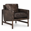 Kosas Home Chad Cushion Back Modern Leather Club Chair in Brown/Brass