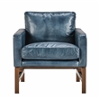 Kosas Home Chad Cushion Back Modern Leather Club Chair in Blue/Brass