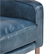 Kosas Home Chad Cushion Back Modern Leather Club Chair in Blue/Brass
