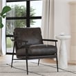 Kosas Home Arnold Cushion Back Transitional Leather Club Chair in Black
