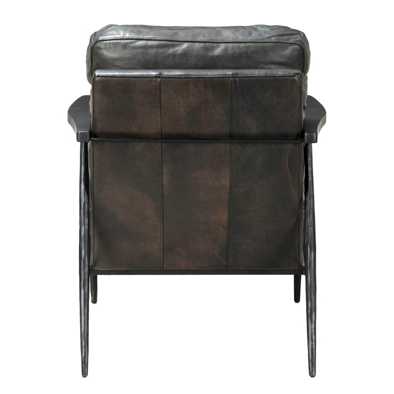Kosas Home Arnold Cushion Back Transitional Leather Club Chair in Black