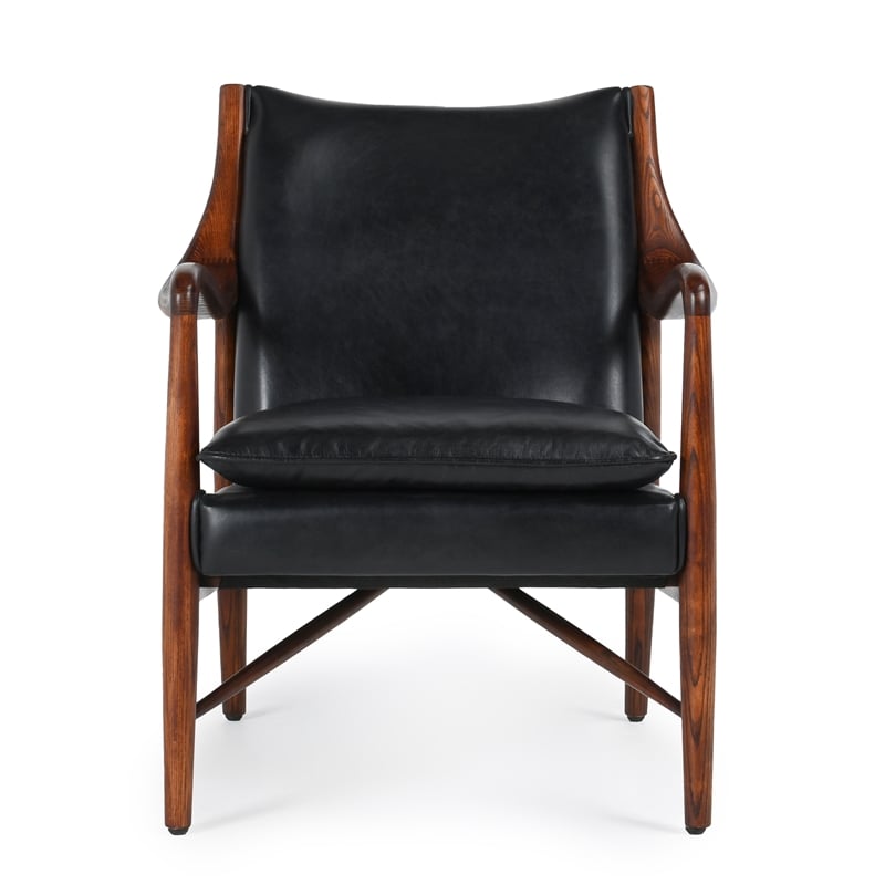 Kosas Home Kareem Transitional Leather Club Chair in Black/Dark Brown