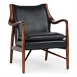 Kosas Home Kareem Transitional Leather Club Chair in Black/Dark Brown