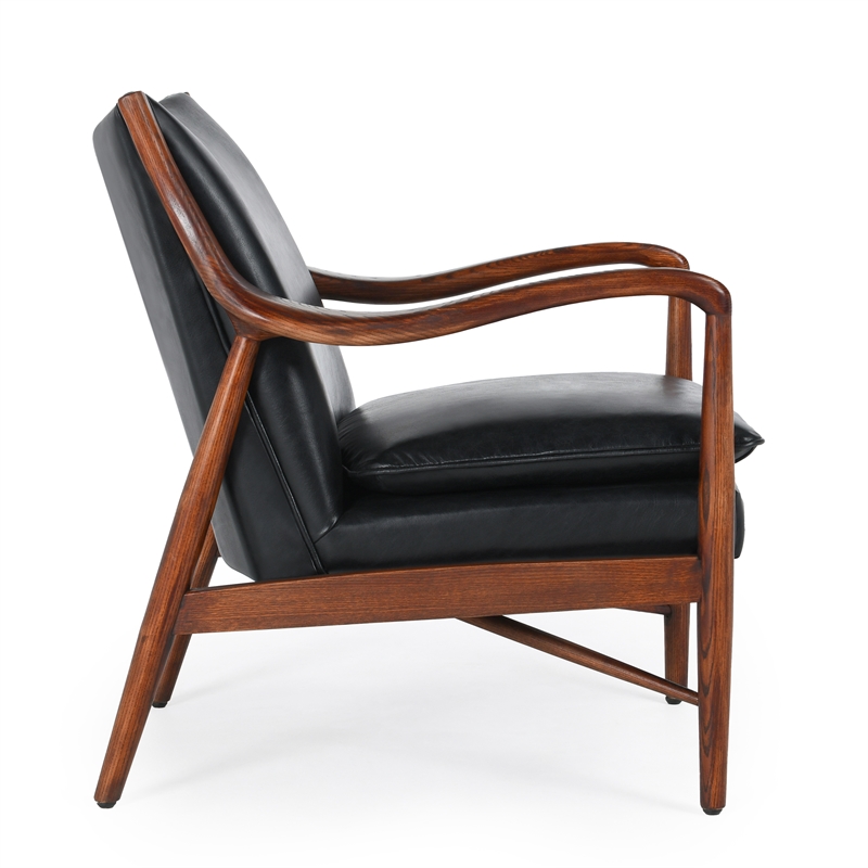 Kosas Home Kareem Transitional Leather Club Chair in Black/Dark Brown