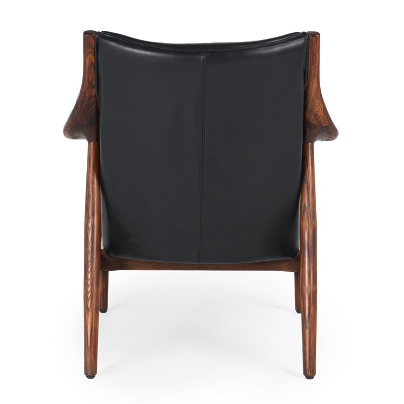 Kosas Home Kareem Transitional Leather Club Chair in Black/Dark Brown