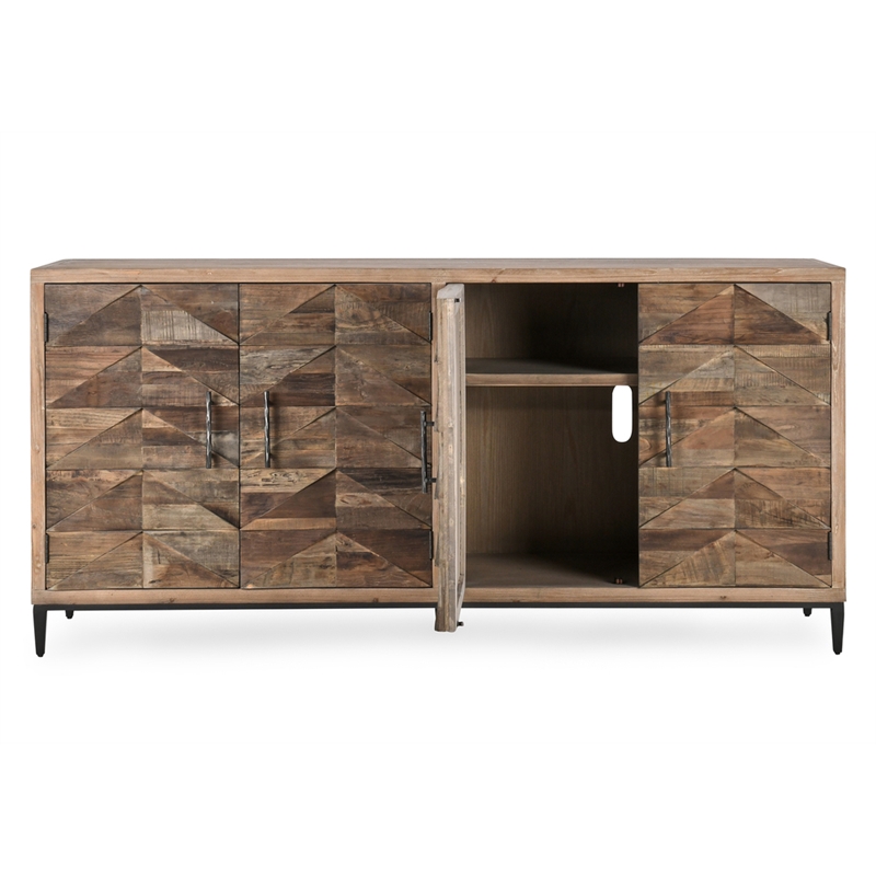 Kosas Home Mave 4-Door Transitional Wood Sideboard in Multi-Tone Natural