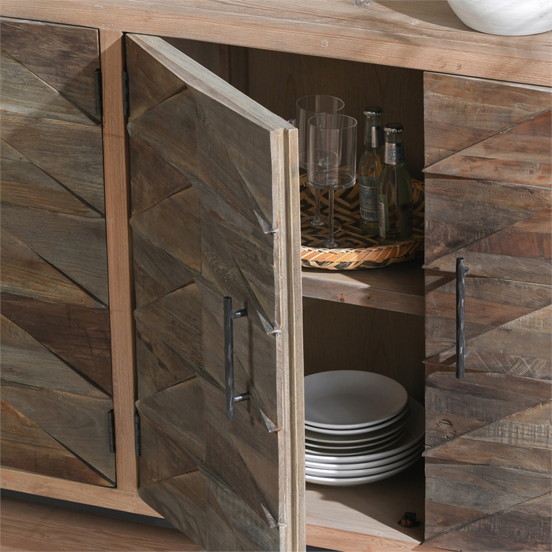 Kosas Home Mave 4-Door Transitional Wood Sideboard in Multi-Tone Natural