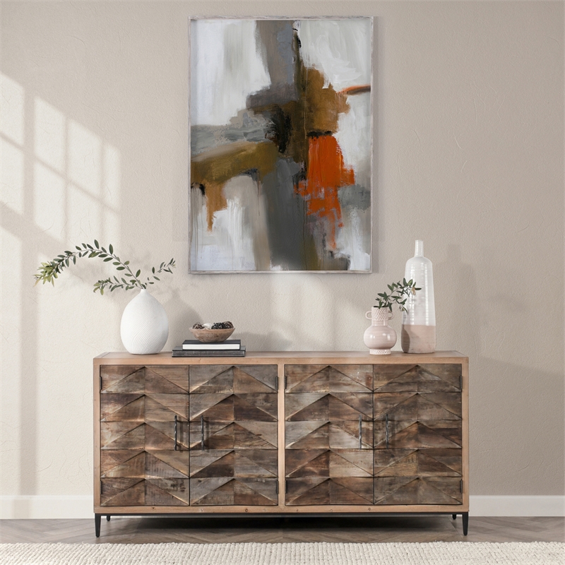 Kosas Home Mave 4-Door Transitional Wood Sideboard in Multi-Tone Natural