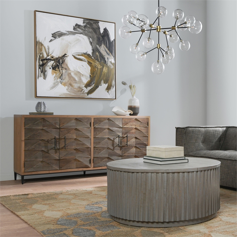 Kosas Home Mave 4-Door Transitional Wood Sideboard in Multi-Tone Natural