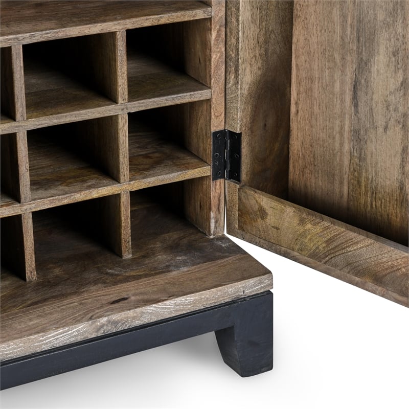 Kosas Home Fixed Shelves Transitional Wood Bar Cabinet in Antique Gray