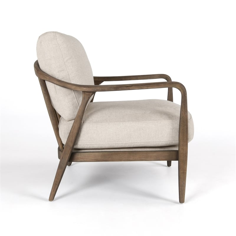 Kosas Home Lennon Linen Fabric & Rubberwood Accent Chair in Natural/Beige