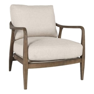 Kosas Home Lennon Linen Fabric & Rubberwood Accent Chair in Natural/Beige