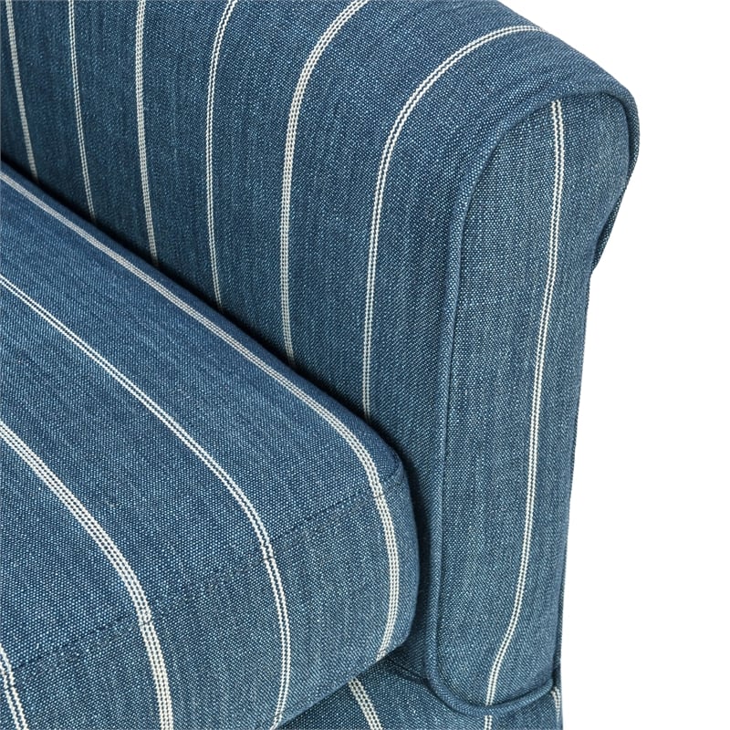 Kosas Home Lana Linen Fabric & Iron Swivel Accent Chair in Blue/Beige