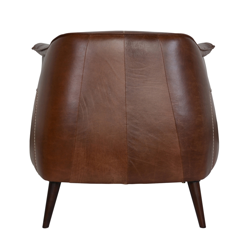 Kosas Home Martel Transitional Leather & Wood Club Chair in Brown