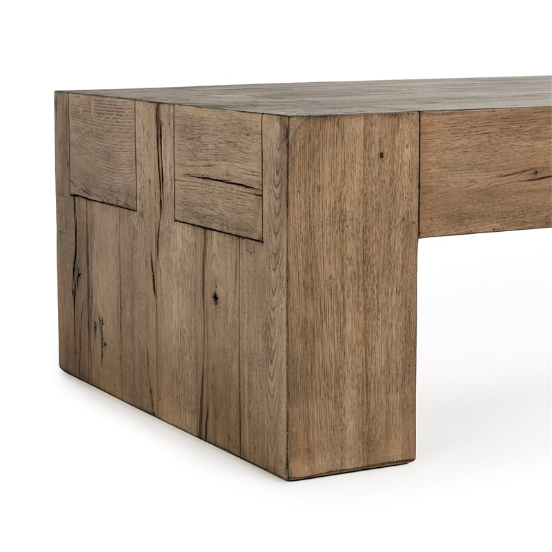 Kosas Home Bristol Transitional Reclaimed Oak Wood Coffee Table in Natural Brown