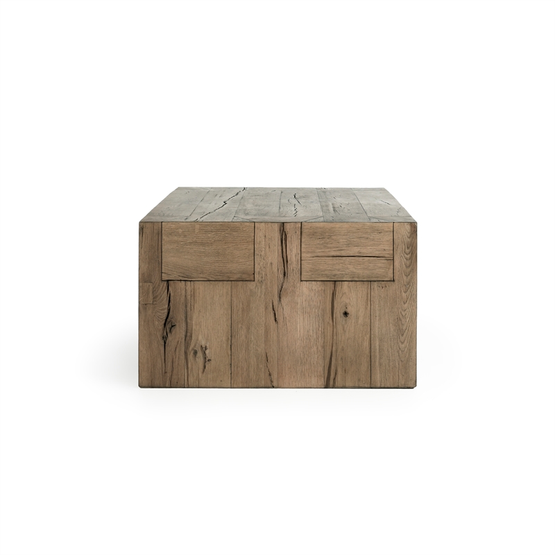 Kosas Home Bristol Transitional Reclaimed Oak Wood Coffee Table in Natural Brown