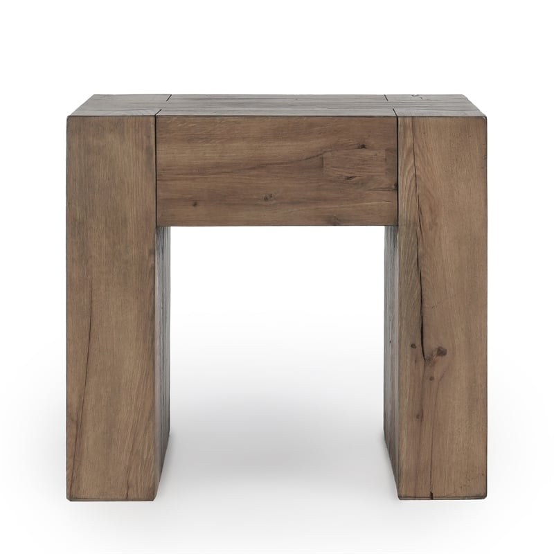 Kosas Home Bristol Reclaimed Oak Wood End Table in Natural Brown