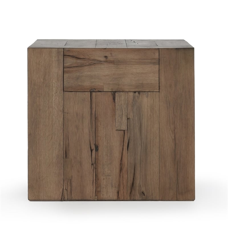 Kosas Home Bristol Reclaimed Oak Wood End Table in Natural Brown
