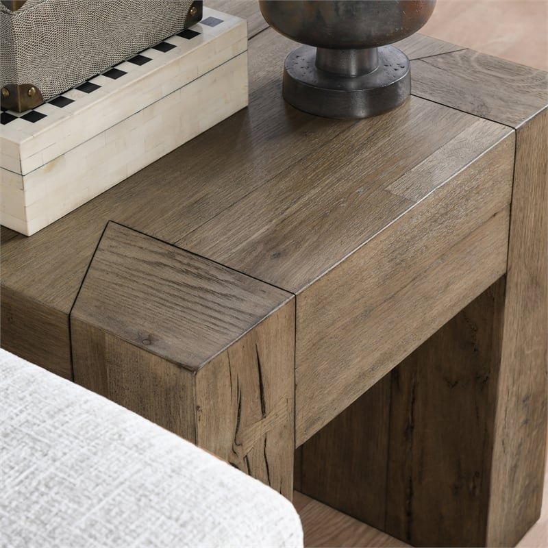 Kosas Home Bristol Reclaimed Oak Wood End Table in Natural Brown
