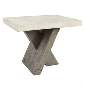 Kosas Home Durant Transitional Wood End Table in Antique White/Corsican Gray