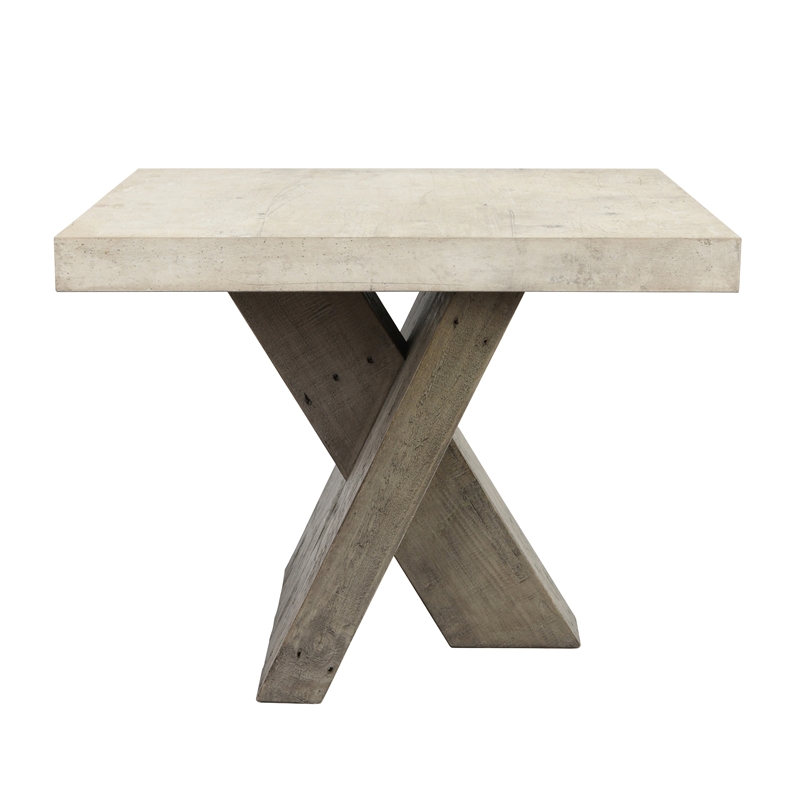 Kosas Home Durant Transitional Wood End Table in Antique White/Corsican Gray