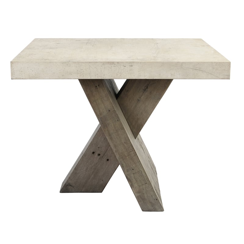 Kosas Home Durant Transitional Wood End Table in Antique White/Corsican Gray